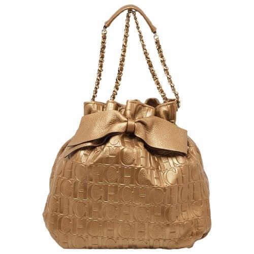 Pre-owned Carolina Herrera Leather Handbag In Gold