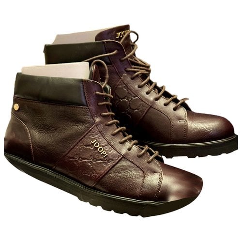 Pre-owned Joop Leather Lace Up Boots In Brown