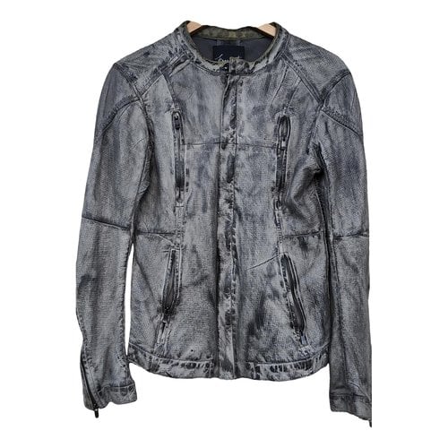 Pre-owned Fagassent Leather Jacket In Grey