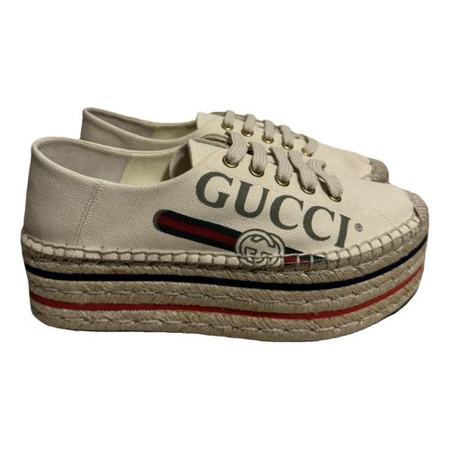 Pre-owned Gucci Cloth Espadrilles In White