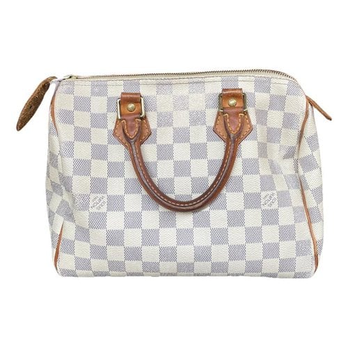 Pre-owned Louis Vuitton Speedy Leather Handbag In White