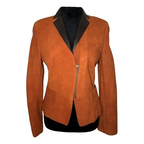Pre-owned Akris Punto Leather Jacket In Orange