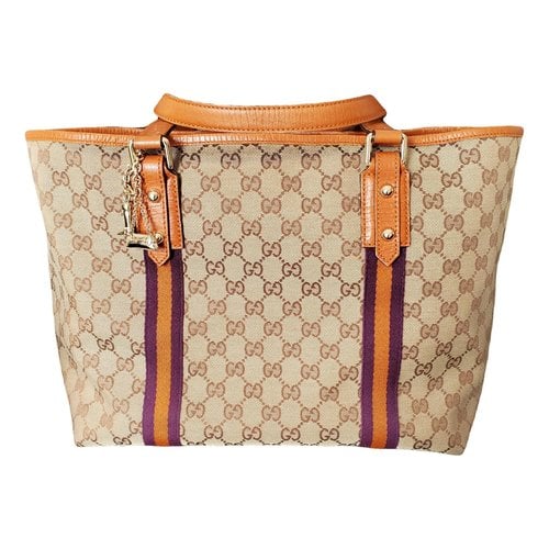 Pre-owned Gucci Cloth Handbag In Orange
