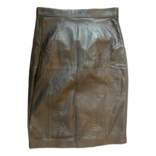 Pre-owned Whistles Leather Mini Skirt In Black