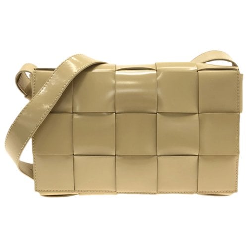 Pre-owned Bottega Veneta Cassette Leather Handbag In Beige