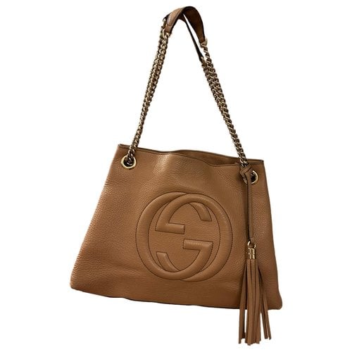 Pre-owned Gucci Soho Leather Handbag In Beige