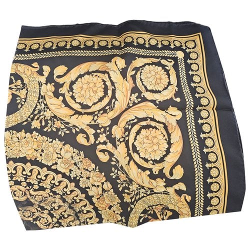 Pre-owned Versace Silk Scarf & Pocket Square In Black