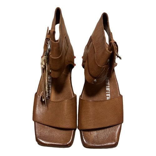 Pre-owned As98 Leather Sandals In Camel