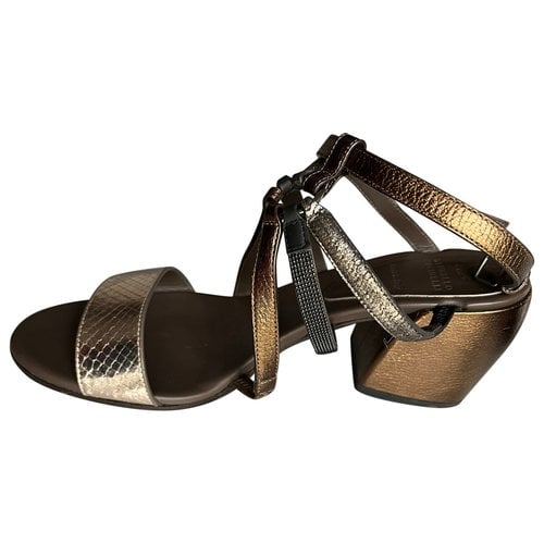 Pre-owned Brunello Cucinelli Leather Sandals In Gold