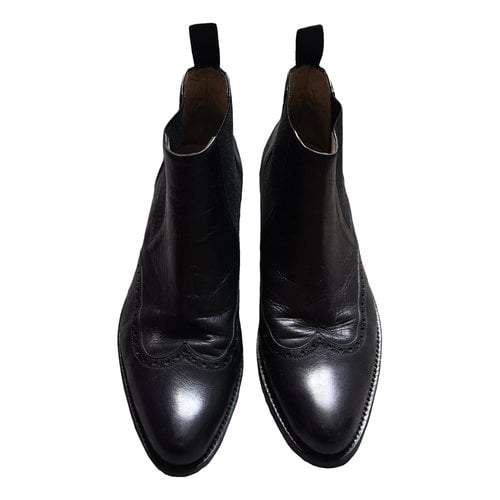 Pre-owned Georges Leather Ankle Boots In Black