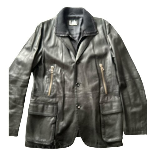 Pre-owned Pal Zileri Leather Jacket In Black