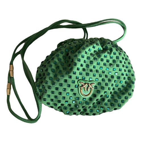 Pre-owned Pinko Glitter Clutch Bag In Green