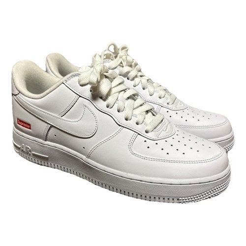 Pre-owned Nike X Supreme Air Force 1 Leather Low Trainers In White