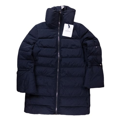 Pre-owned Moncler Long Puffer In Navy