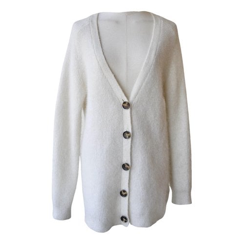 Pre-owned Ganni Wool Cardigan In White
