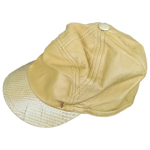 Pre-owned Trussardi Leather Cap In Yellow