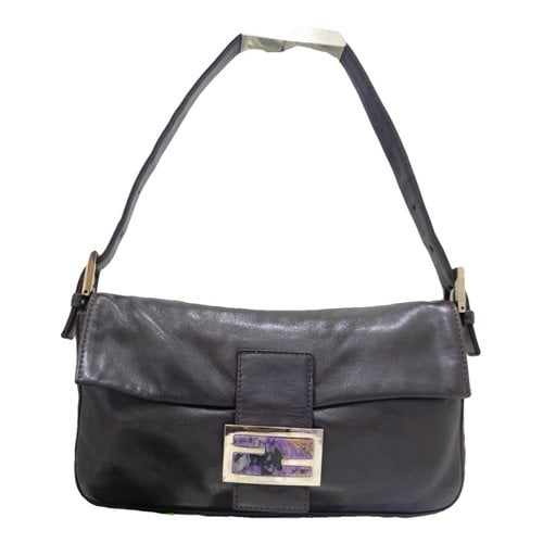 Pre-owned Fendi Baguette Leather Handbag In Brown