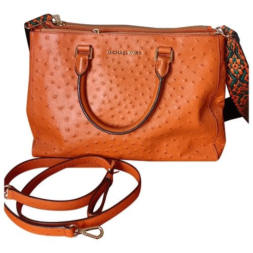 Pre-owned Michael Kors Savannah Leather Handbag In Orange