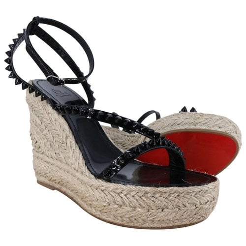 Pre-owned Christian Louboutin Patent Leather Espadrilles In Black