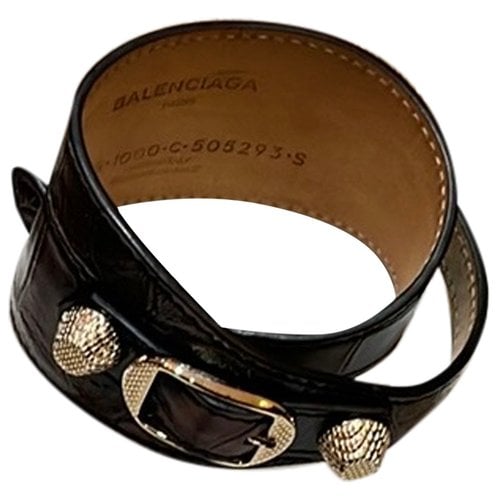 Pre-owned Balenciaga Leather Bracelet In Black