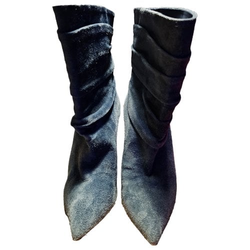 Pre-owned Christian Louboutin Leather Boots In Blue