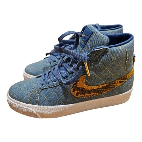 Pre-owned Nike X Supreme Cloth Trainers In Blue