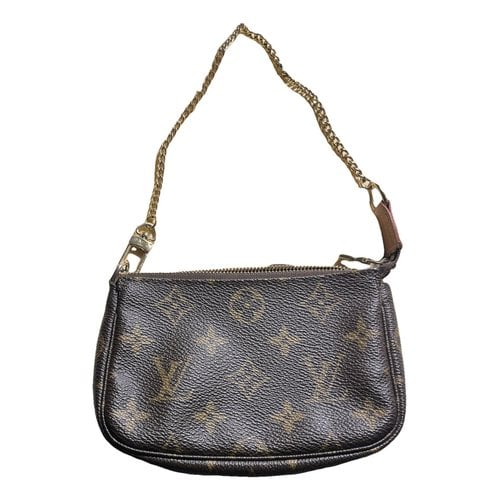 Pre-owned Louis Vuitton Pochette Accessoire Leather Clutch Bag In Brown