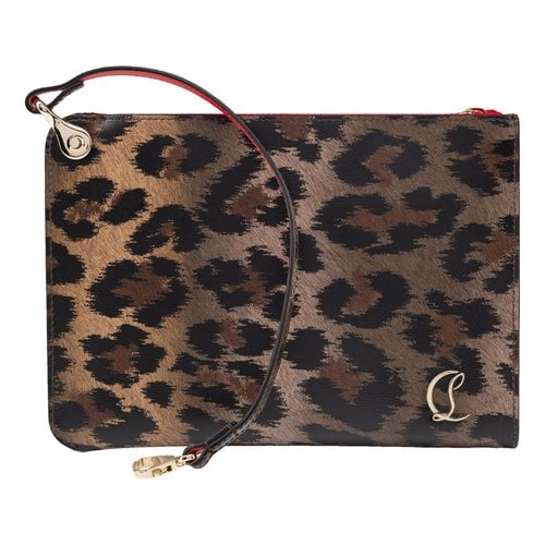Pre-owned Christian Louboutin Leather Clutch Bag In Brown