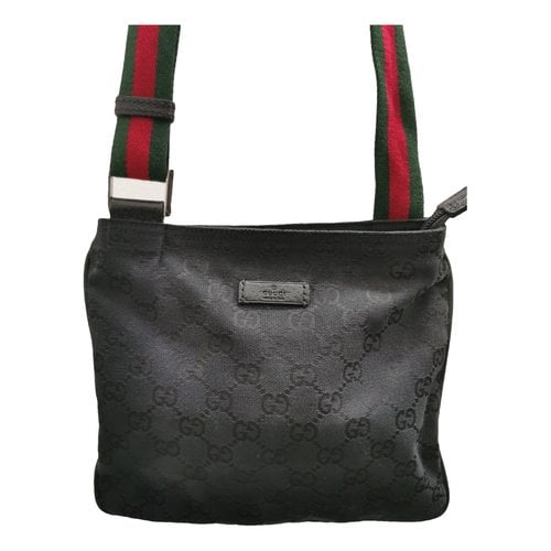 Pre-owned Gucci Ophidia Messenger Cloth Bag In Black