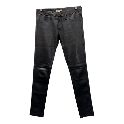 Pre-owned Burberry Leather Slim Pants In Black
