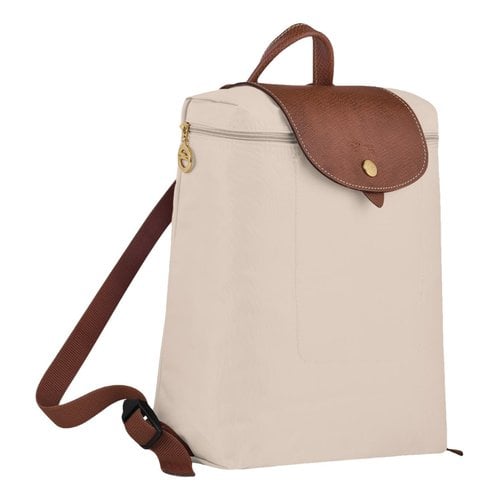Pre-owned Longchamp Pliage Cloth Backpack In Beige