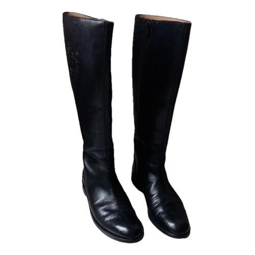 Pre-owned Melvin & Hamilton Leather Riding Boots In Black