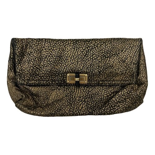 Pre-owned Lanvin Happy Leather Clutch Bag In Gold