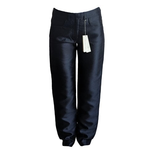 Pre-owned Valentino Silk Straight Pants In Black