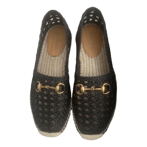 Pre-owned Gucci Patent Leather Espadrilles In Black