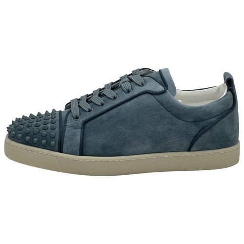 Pre-owned Christian Louboutin Louis Junior Spike Low Trainers In Blue