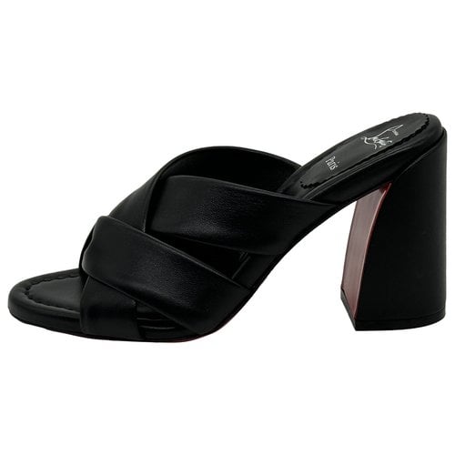 Pre-owned Christian Louboutin Leather Mules In Black