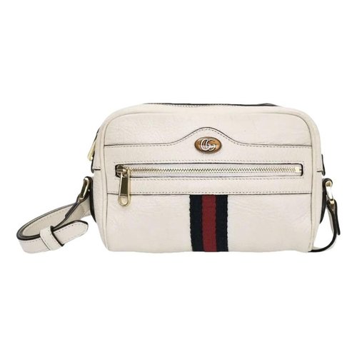 Pre-owned Gucci Ophidia Leather Crossbody Bag In White