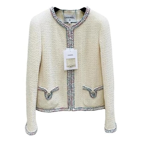 Pre-owned Chanel Tweed Jacket In White