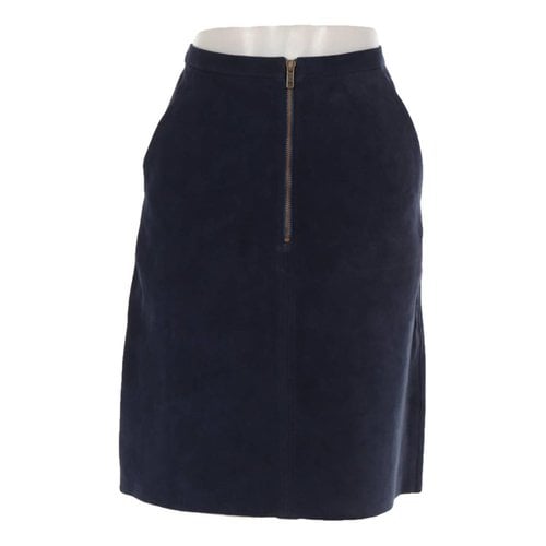 Pre-owned Manoush Leather Mid-length Skirt In Blue