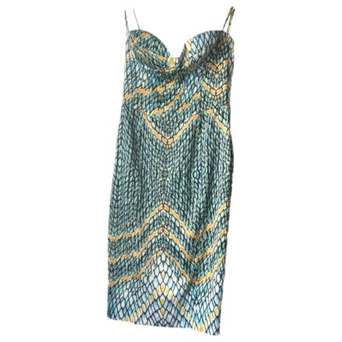 Pre-owned Just Cavalli Silk Mid-length Dress In Green