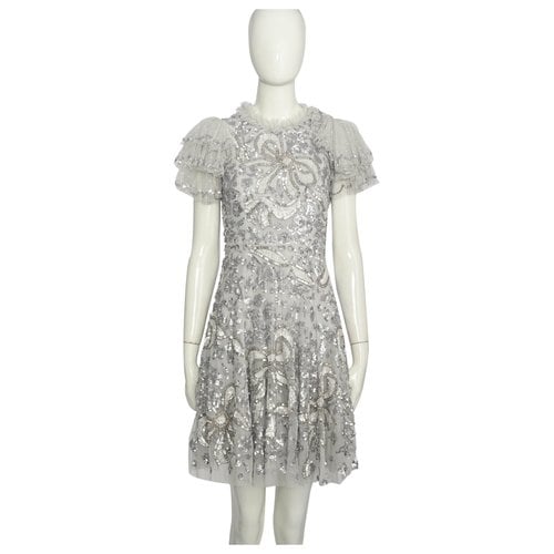 Pre-owned Needle & Thread Mini Dress In Silver