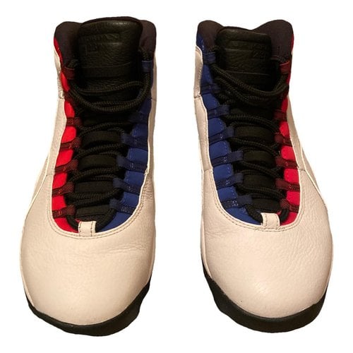 Pre-owned Jordan 10 Leather High Trainers In White
