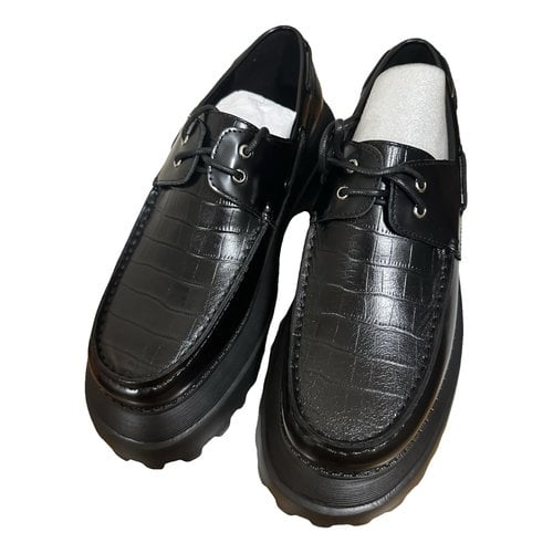 Pre-owned Initial Leather Lace Ups In Black