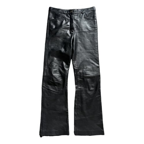 Pre-owned Roberto Cavalli Leather Trousers In Black