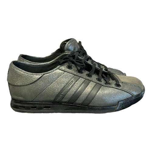 Pre-owned Y-3 Leather Low Trainers In Anthracite