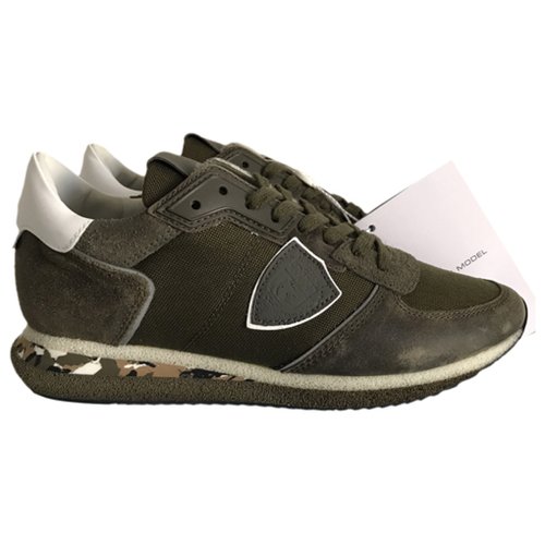 Pre-owned Philippe Model Cloth Low Trainers In Khaki