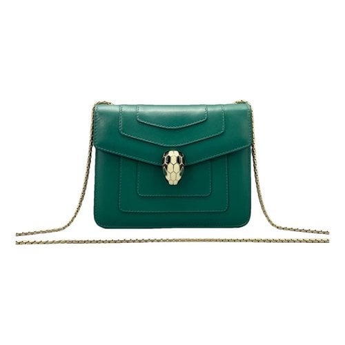 Pre-owned Bvlgari Serpenti Leather Handbag In Green