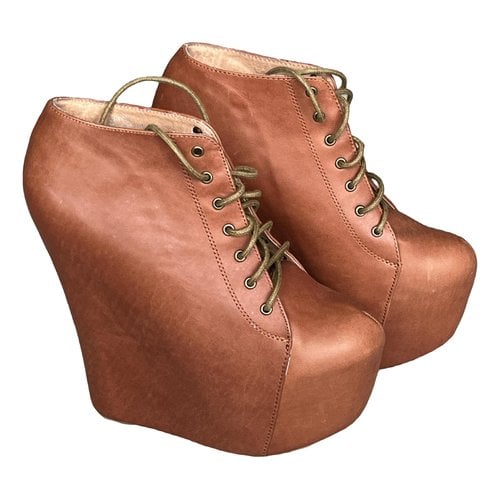 Pre-owned Jeffrey Campbell Leather Lace Up Boots In Brown