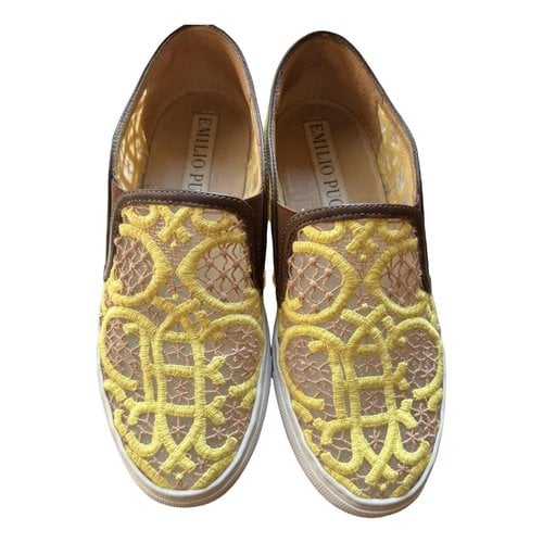 Pre-owned Emilio Pucci Leather Trainers In Yellow